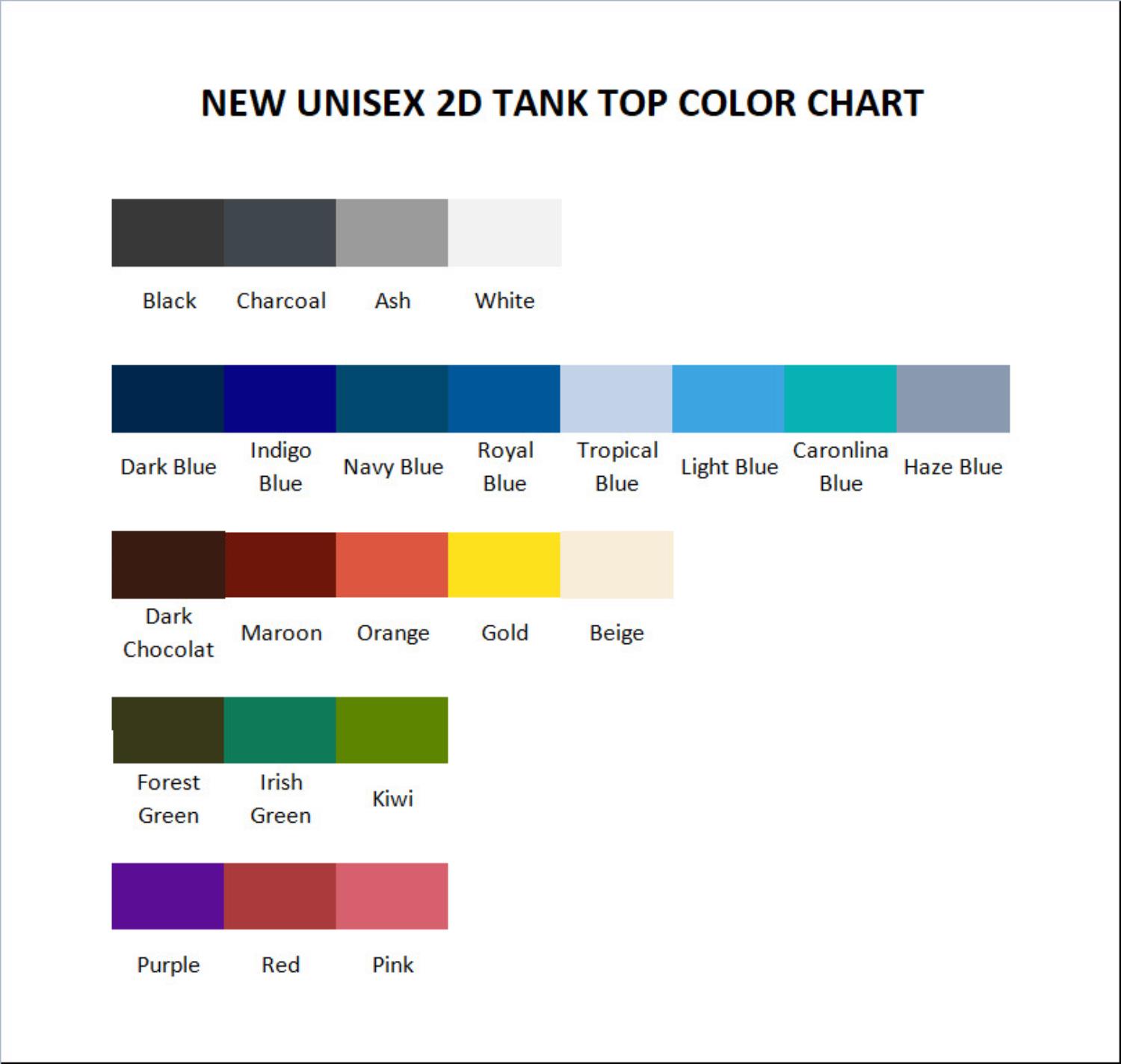 tank top color chart - Doraemon Merch